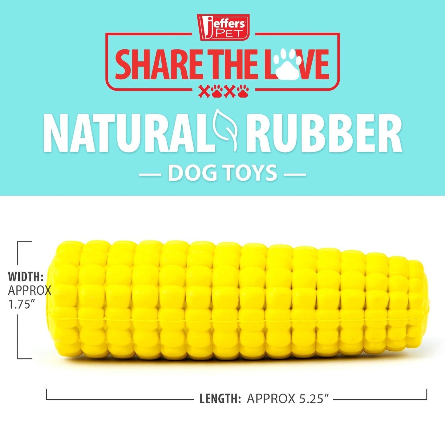 Jeffers Corn Cob Natural Rubber Treat Dispensing Dog Chew Toy