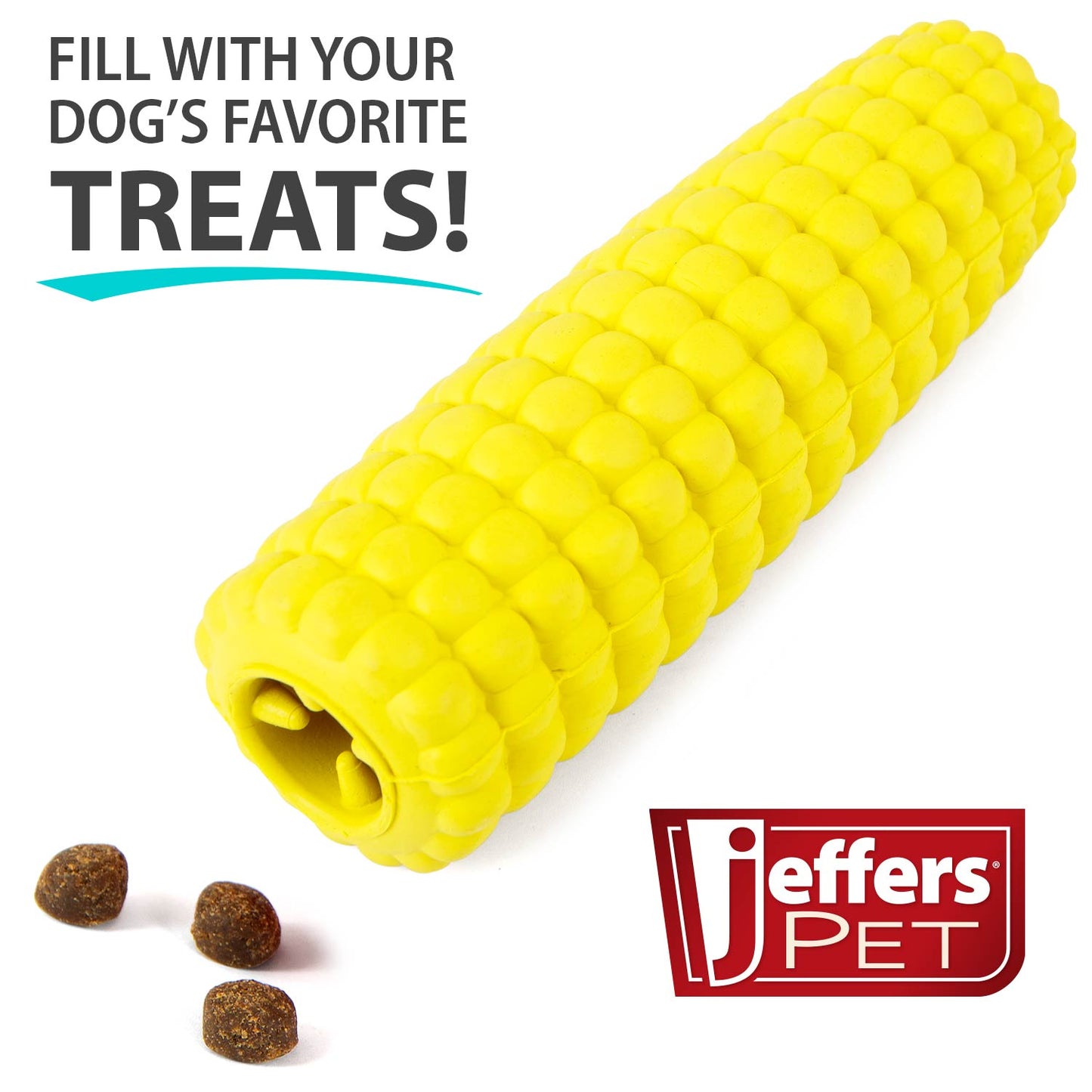 Jeffers Corn Cob Natural Rubber Treat Dispensing Dog Chew Toy