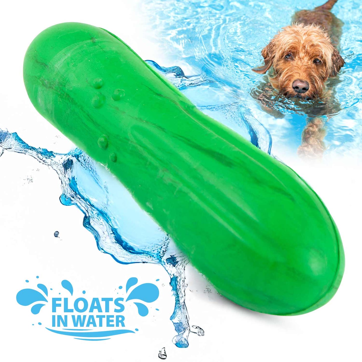 Purrfect Pet Kingdom Jeffers Floating Natural Rubber Dog Chew Toy with Vanilla Sc (Cucumber, Medium, 1) - Premium Dog Toys