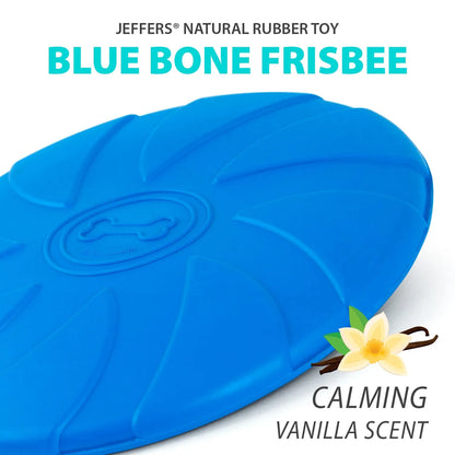 Jeffers - Jeffers Blue Bone Stamped Frisbee Natural Rubber 8 Inch Dog Toy for Fetching & Chewing - Dog Toys