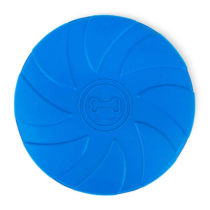 Jeffers - Jeffers Blue Bone Stamped Frisbee Natural Rubber 8 Inch Dog Toy for Fetching & Chewing - Dog Toys
