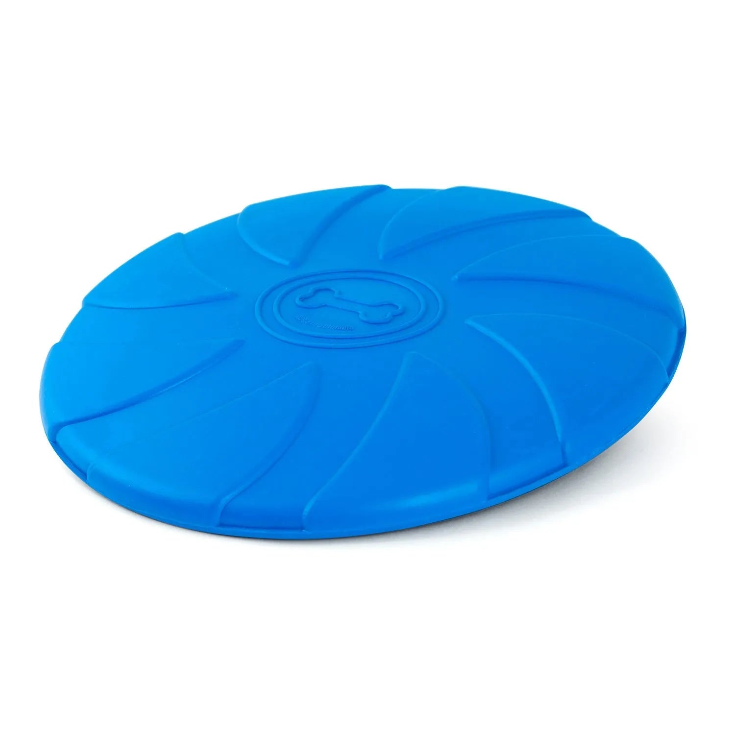Jeffers - Jeffers Blue Bone Stamped Frisbee Natural Rubber 8 Inch Dog Toy for Fetching & Chewing - Dog Toys