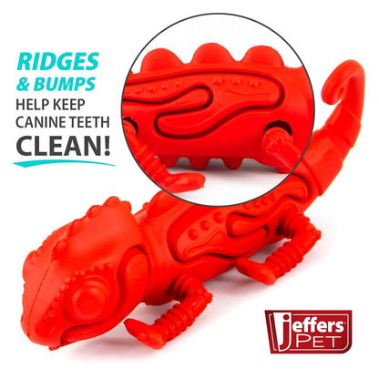 Jeffers - Jeffers Red Chameleon Natural Eco-Friendly Rubber Dental Dog Chew Toy for Medium Chewers - Dog Toys