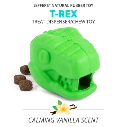 Jeffers - Jeffers T-Rex Natural Rubber Treat Dispensing Dental Dog Chew Toy for Medium Chewers with Vanilla Scent - Dog Su...