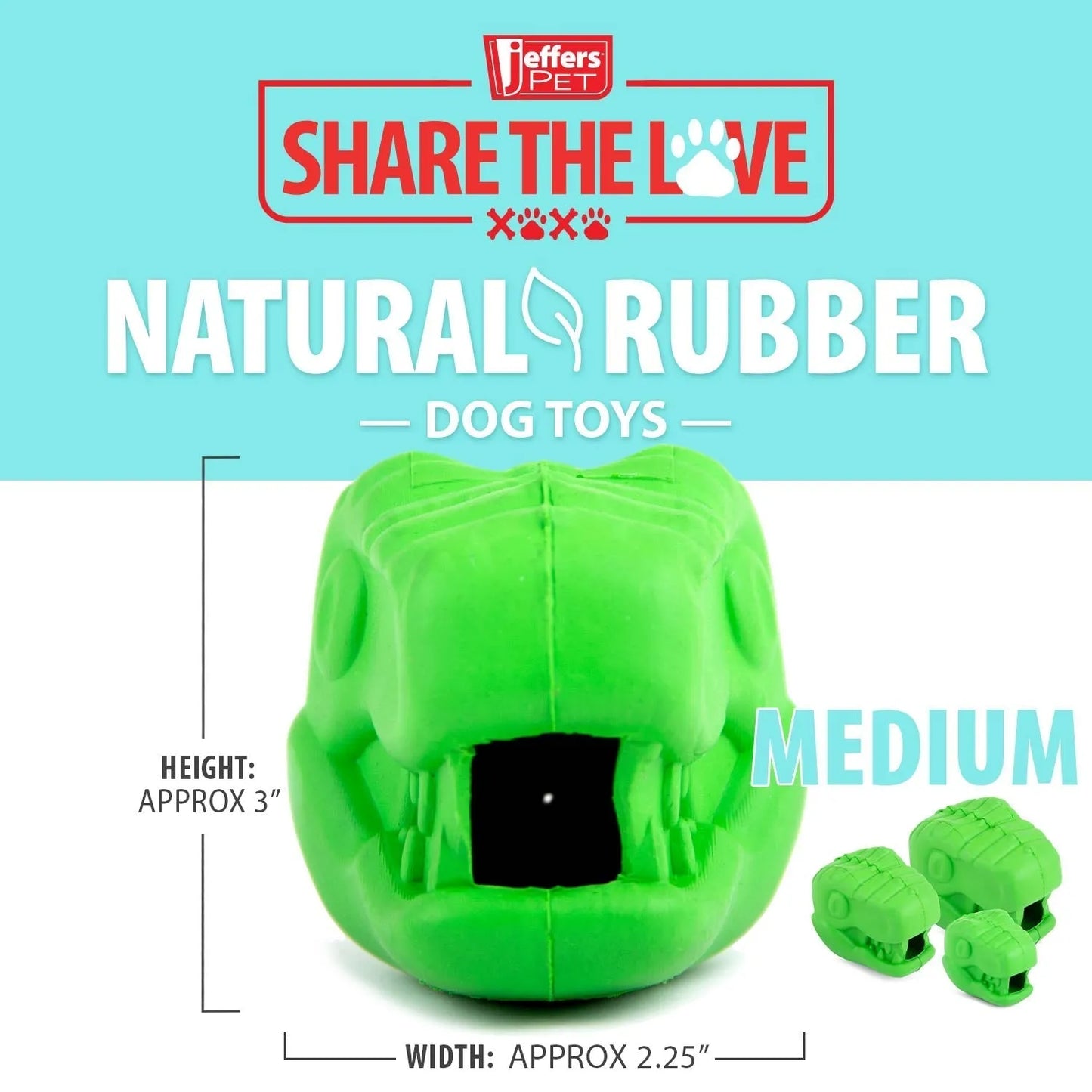 Jeffers - Jeffers T-Rex Natural Rubber Treat Dispensing Dental Dog Chew Toy for Medium Chewers with Vanilla Scent - Dog Su...