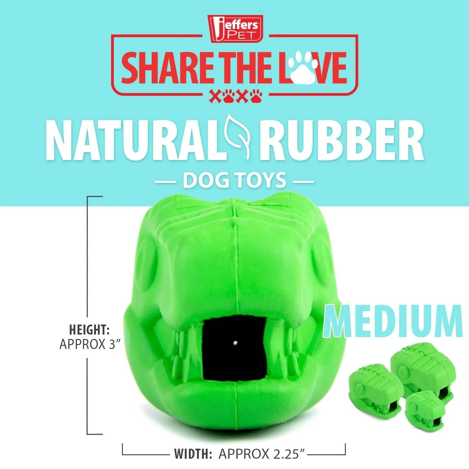 Jeffers - Jeffers T-Rex Natural Rubber Treat Dispensing Dental Dog Chew Toy for Medium Chewers with Vanilla Scent - Dog Su...