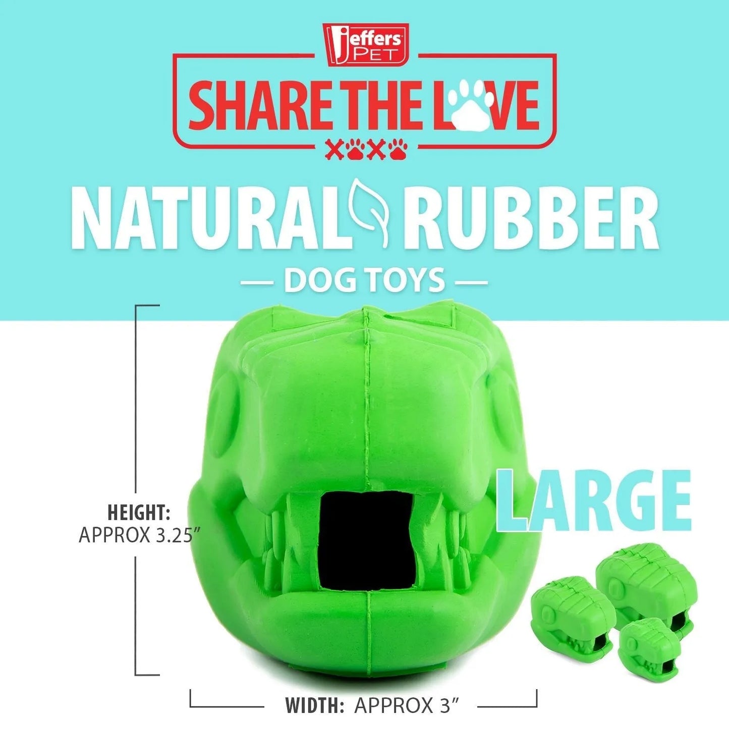 Jeffers - Jeffers T-Rex Natural Rubber Treat Dispensing Dental Dog Chew Toy for Medium Chewers with Vanilla Scent - Dog Su...