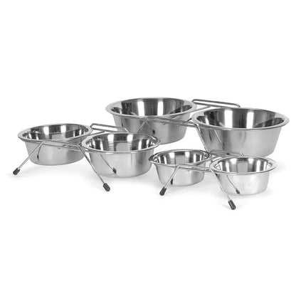 Elegant Stainless Steel Low Profile Double Diner Pet Bowl S