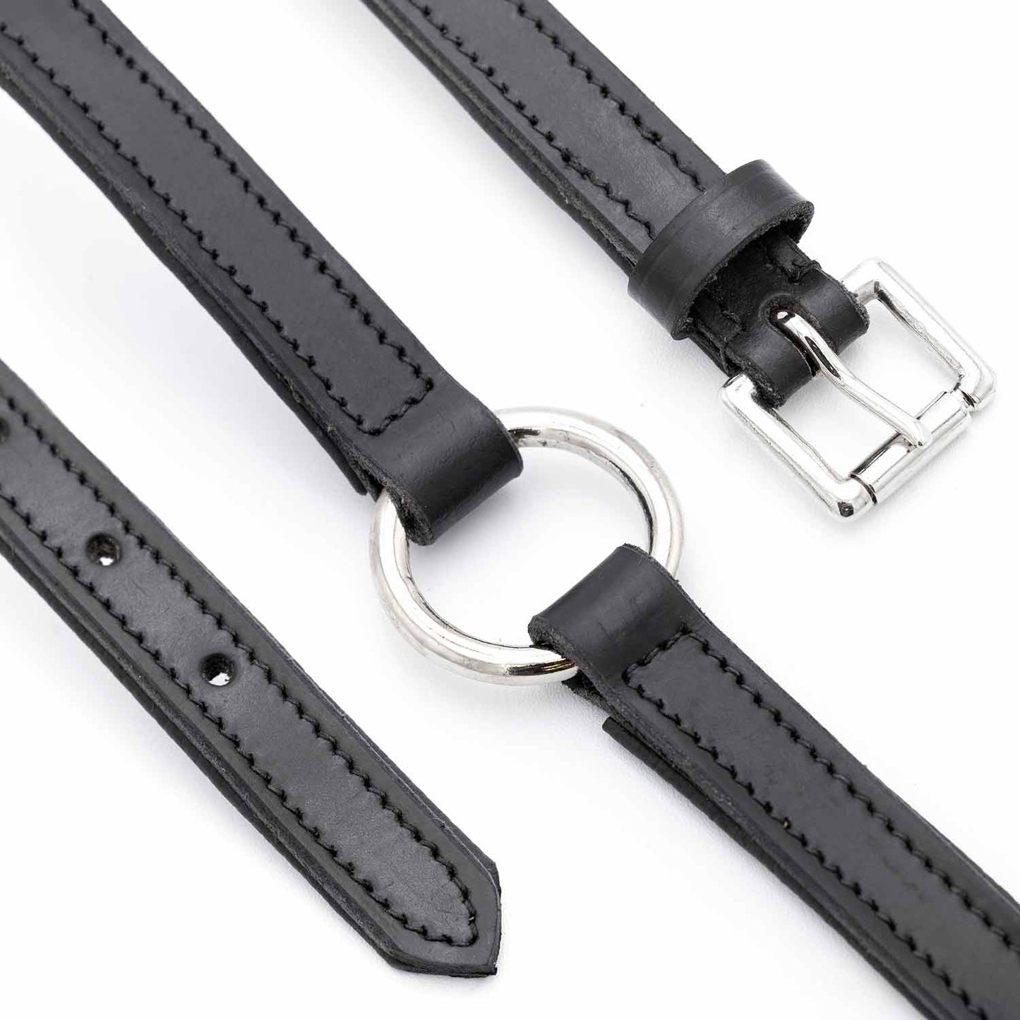 Jeffers Padded Black Leather Dog Collar with Nickel Hardware