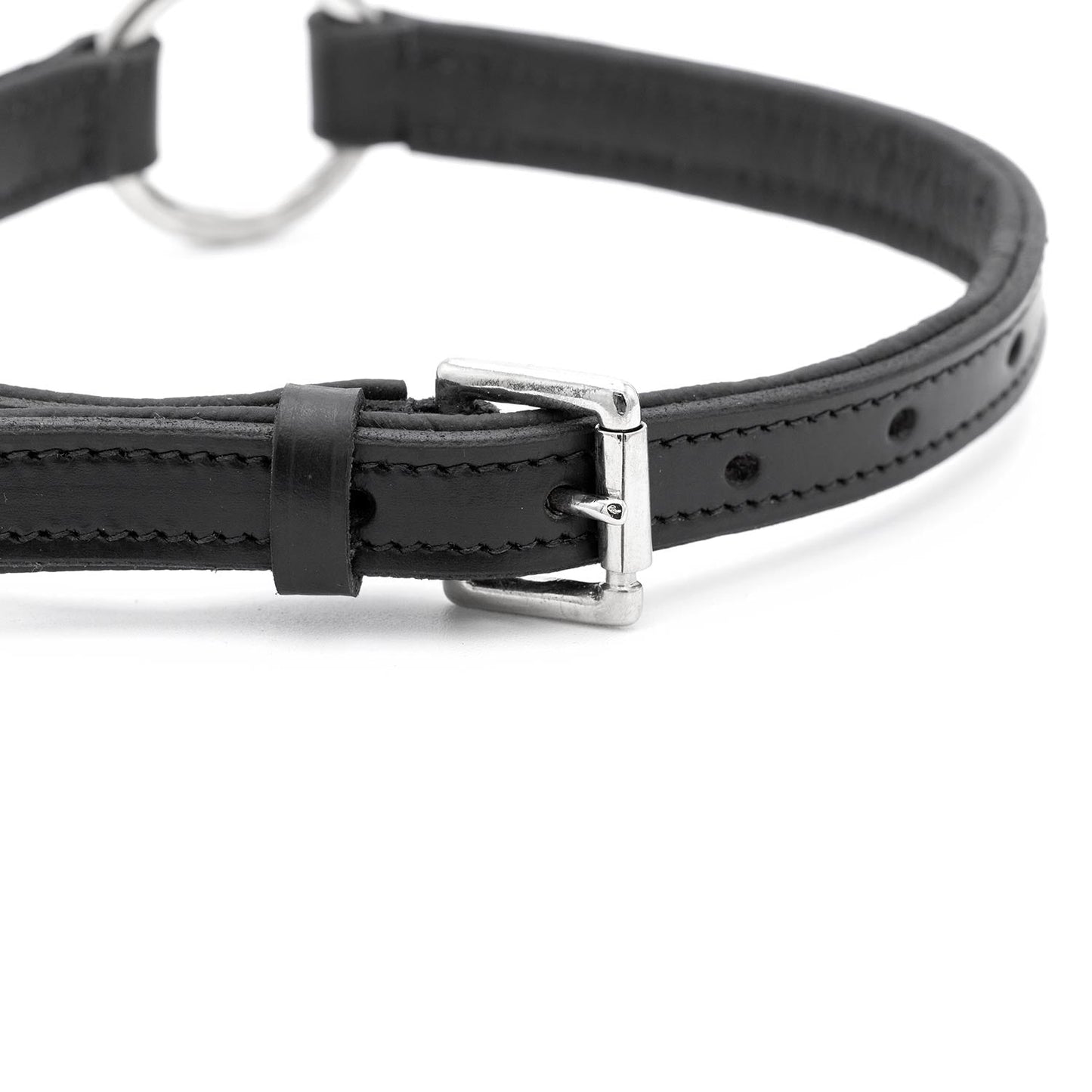 Jeffers Padded Black Leather Dog Collar with Nickel Hardware