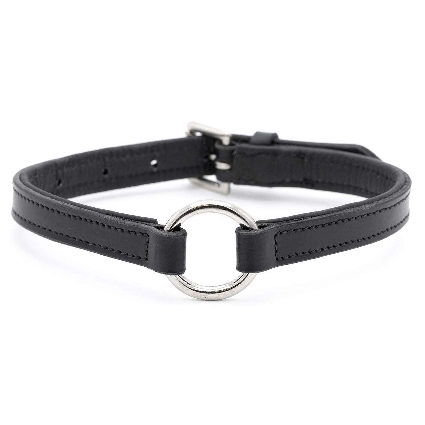 Jeffers Padded Black Leather Dog Collar with Nickel Hardware