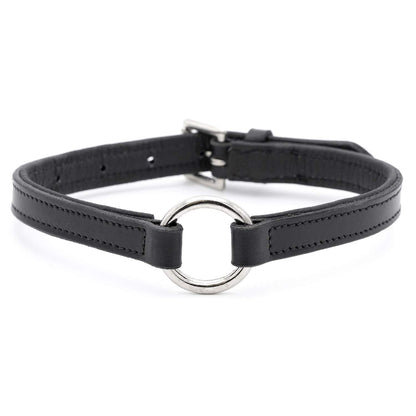 Jeffers Padded Black Leather Dog Collar with Nickel Hardware