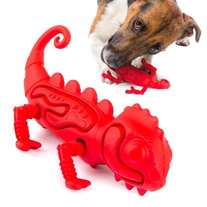 Purrfect Pet Kingdom Jeffers Red Chameleon Natural Eco-Friendly Rubber Dental Dog (Red, Medium, 1) - Premium Dog Toys
