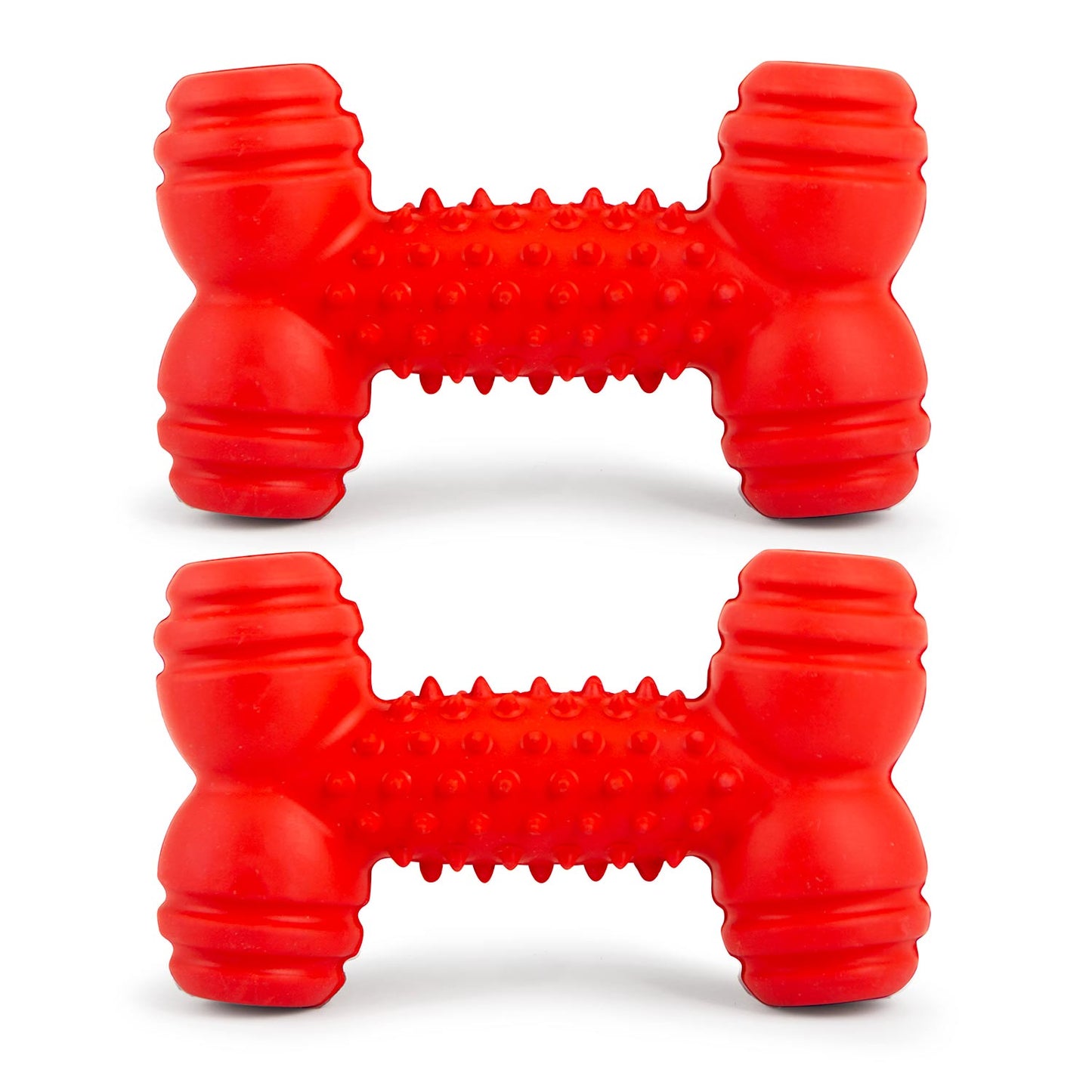 Jeffers Red Rubber Dental Bone Dog Toy for Healthy Teeth