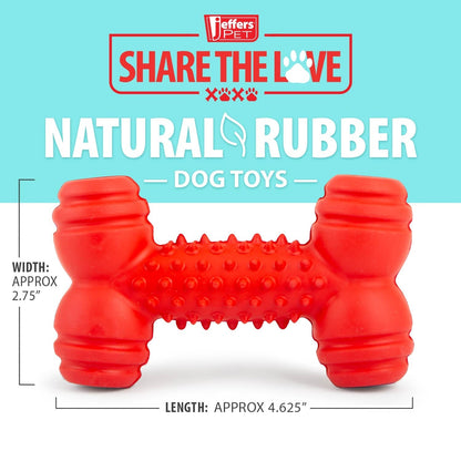 Jeffers Red Rubber Dental Bone Dog Toy for Healthy Teeth