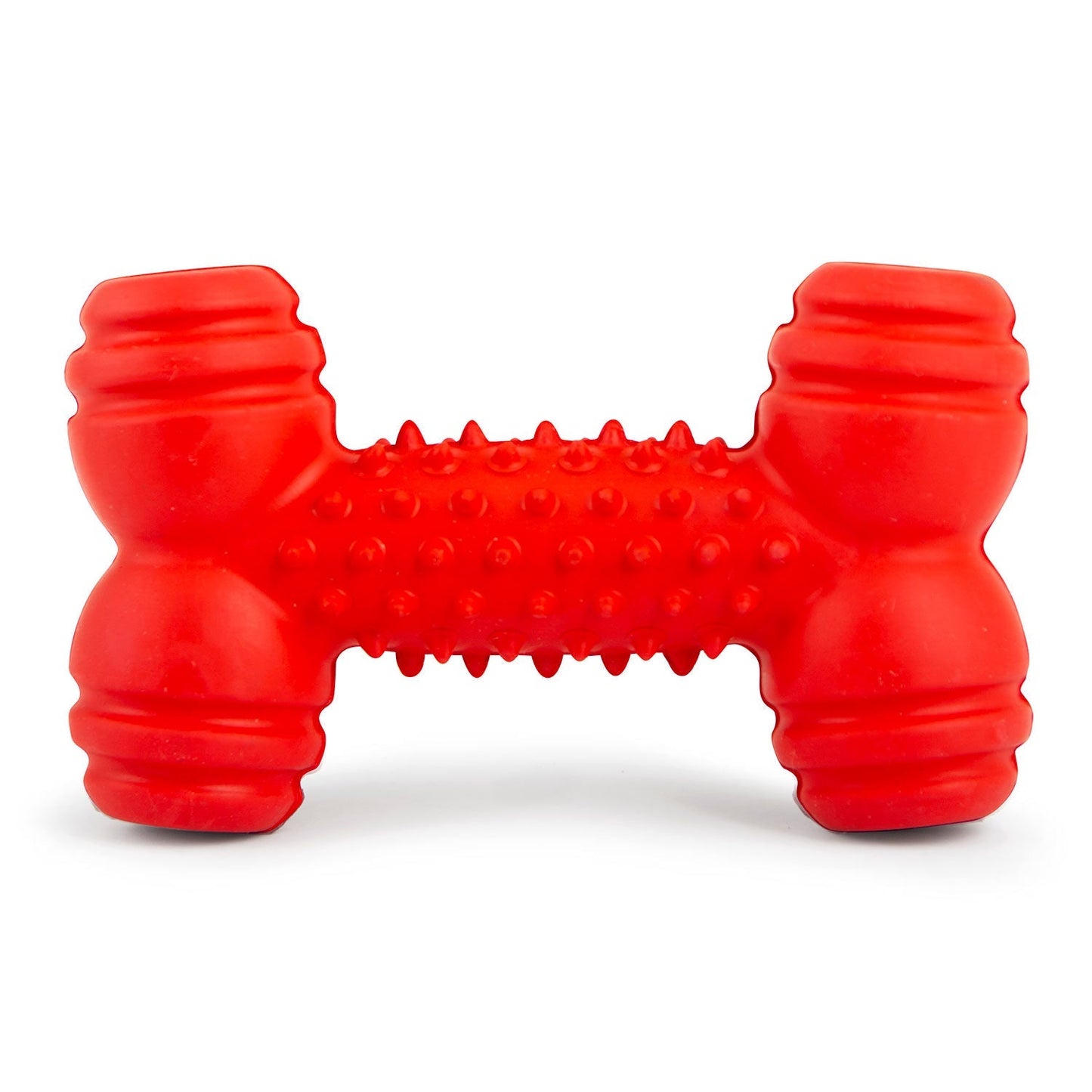 Jeffers Red Rubber Dental Bone Dog Toy for Healthy Teeth