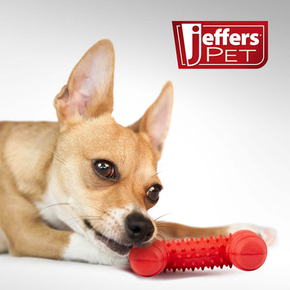 Jeffers Red Rubber Dental Bone Dog Toy for Healthy Teeth