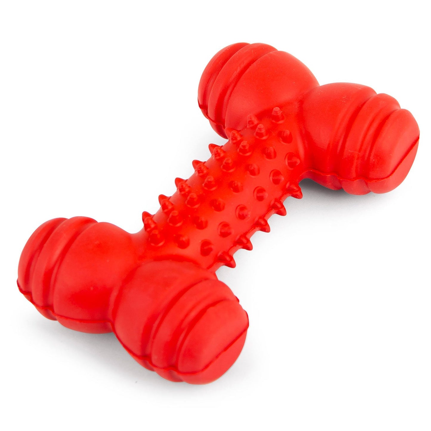 Jeffers Red Rubber Dental Bone Dog Toy for Healthy Teeth