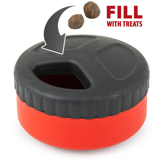 Jeffers Red Hockey Puck Natural Rubber Treat Dispensing Dental