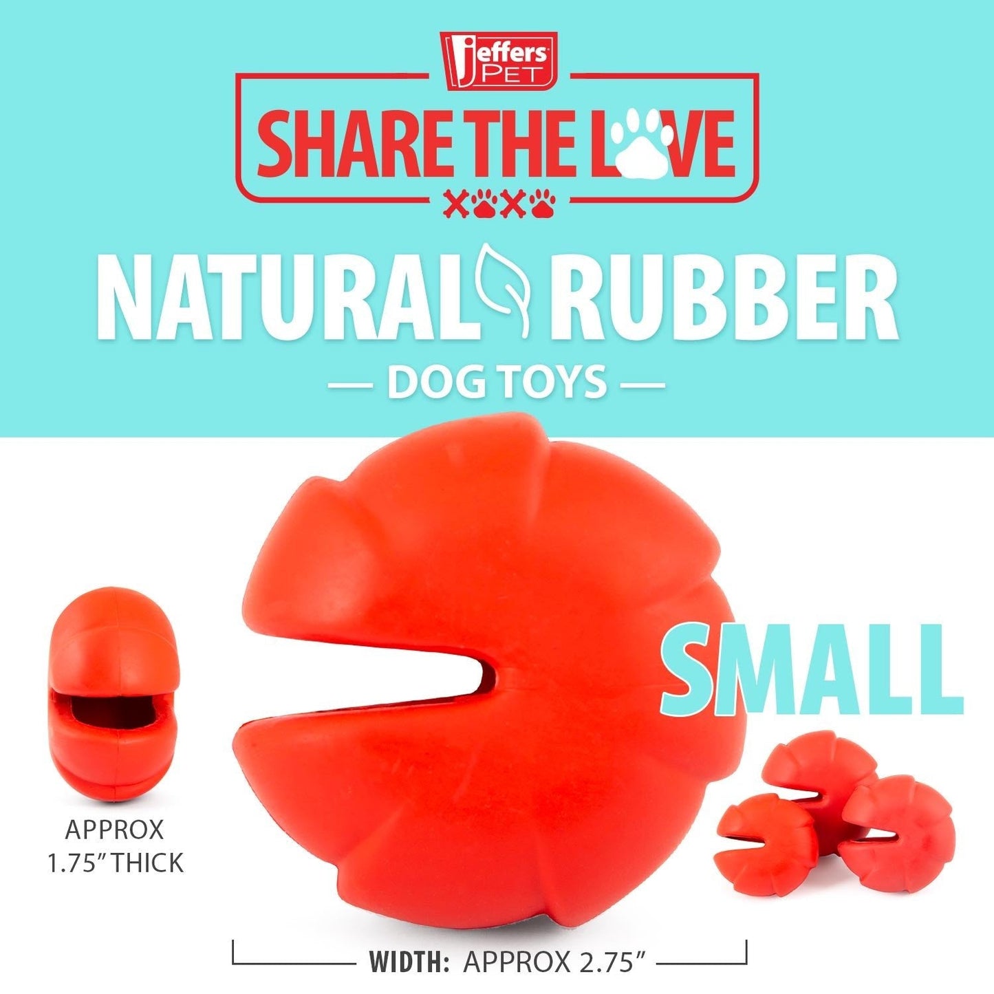 Jeffers Red Millipede Durable Rubber Treat Dental Dog Toy