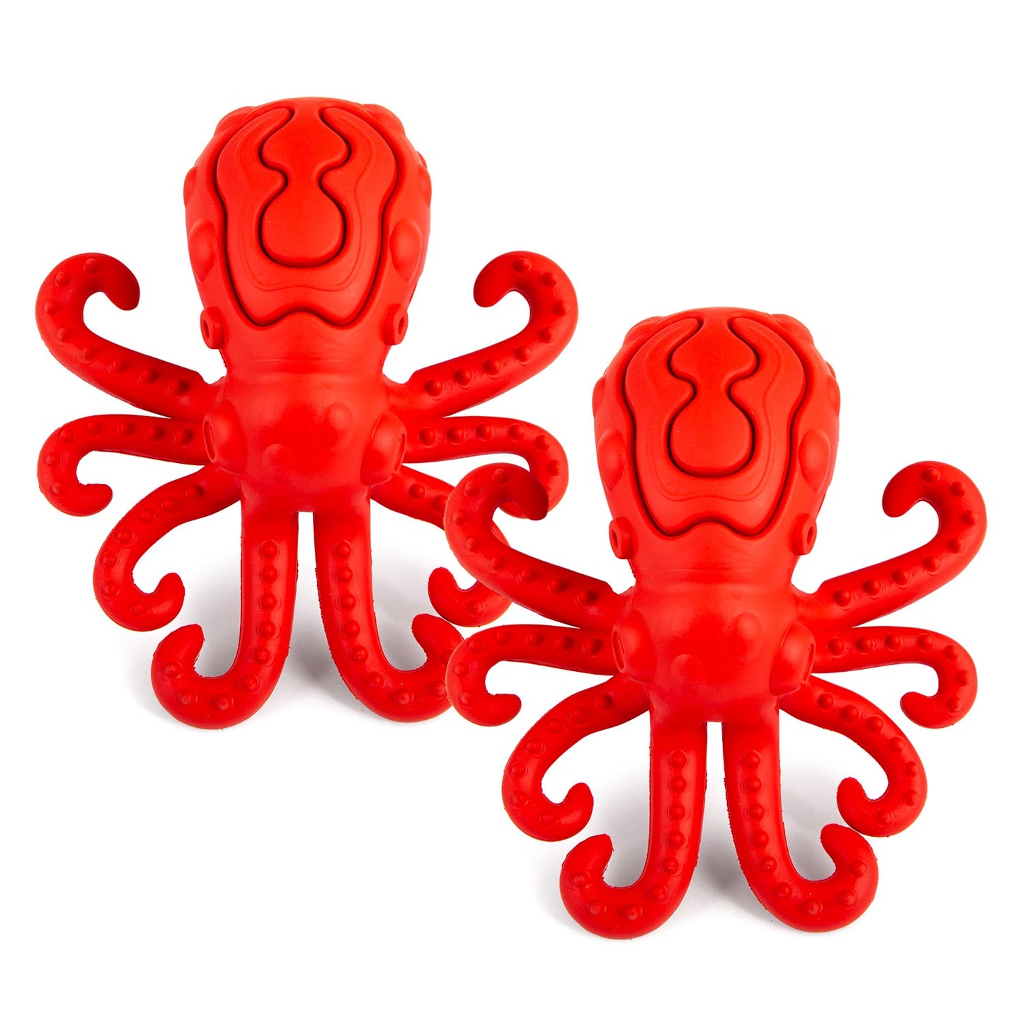 Jeffers Red Octopus Natural Rubber Treat Dispensing Dental Dog