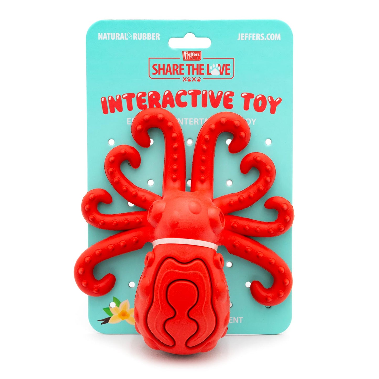 Jeffers Red Octopus Natural Rubber Treat Dispensing Dental Dog