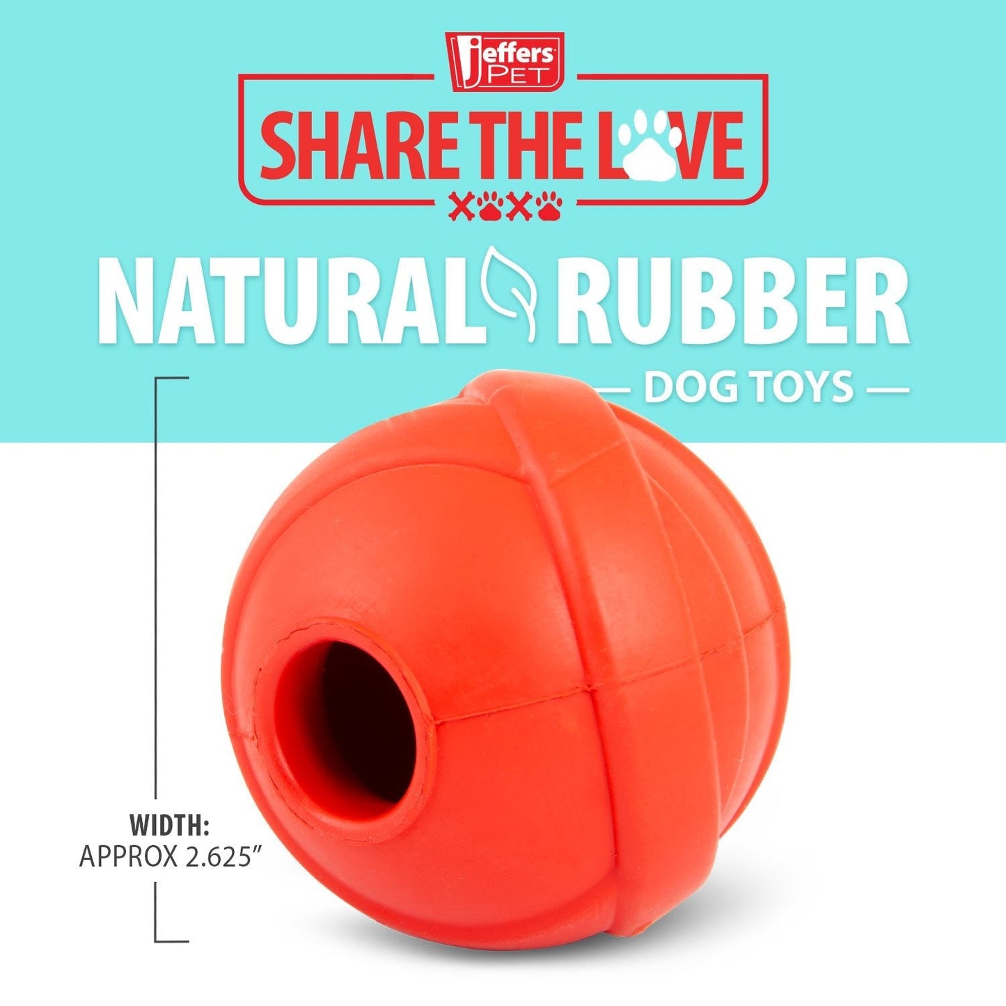 Jeffers Red Orbits Ball Natural Rubber Dental Treat Dispensing