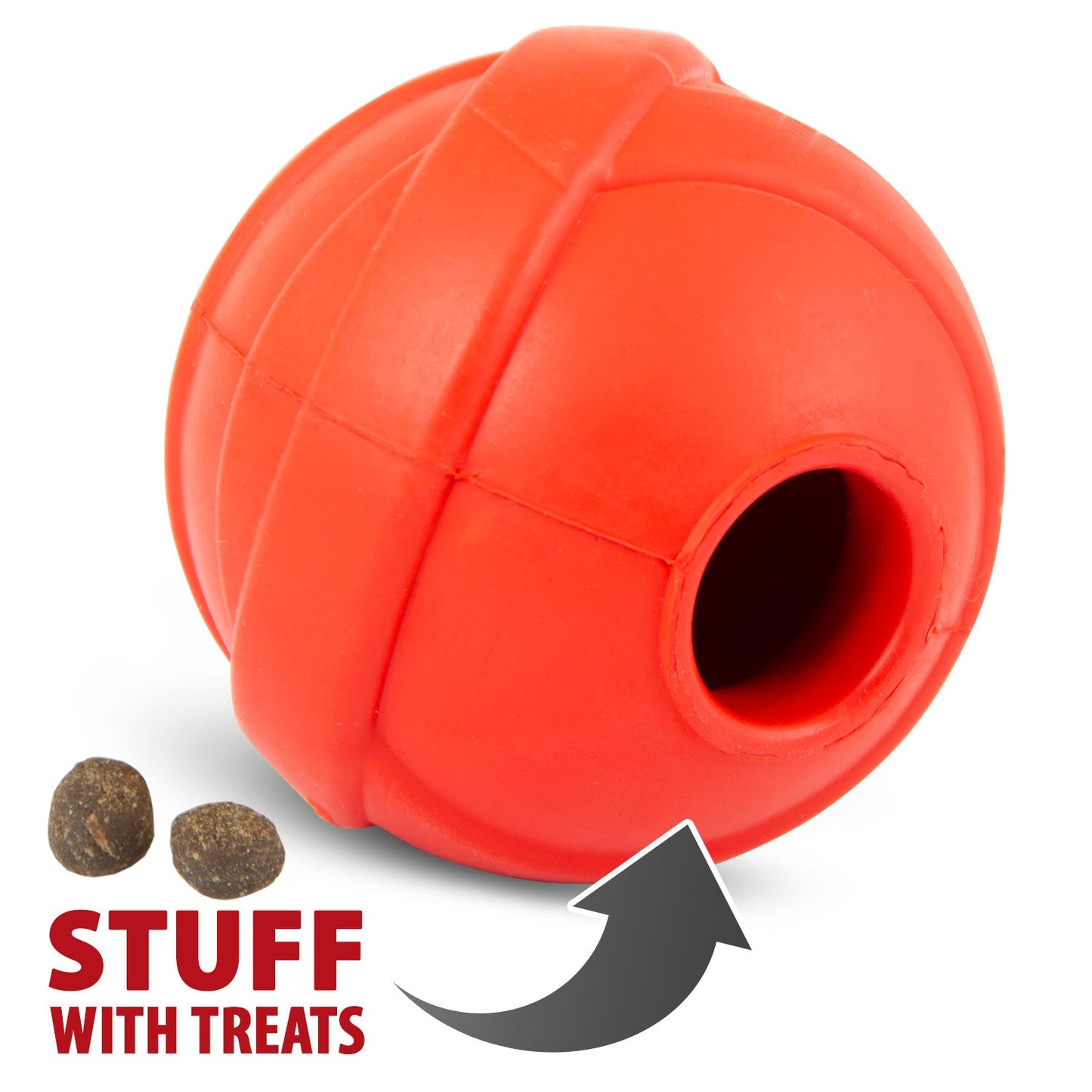 Jeffers Red Orbits Ball Natural Rubber Dental Treat Dispensing