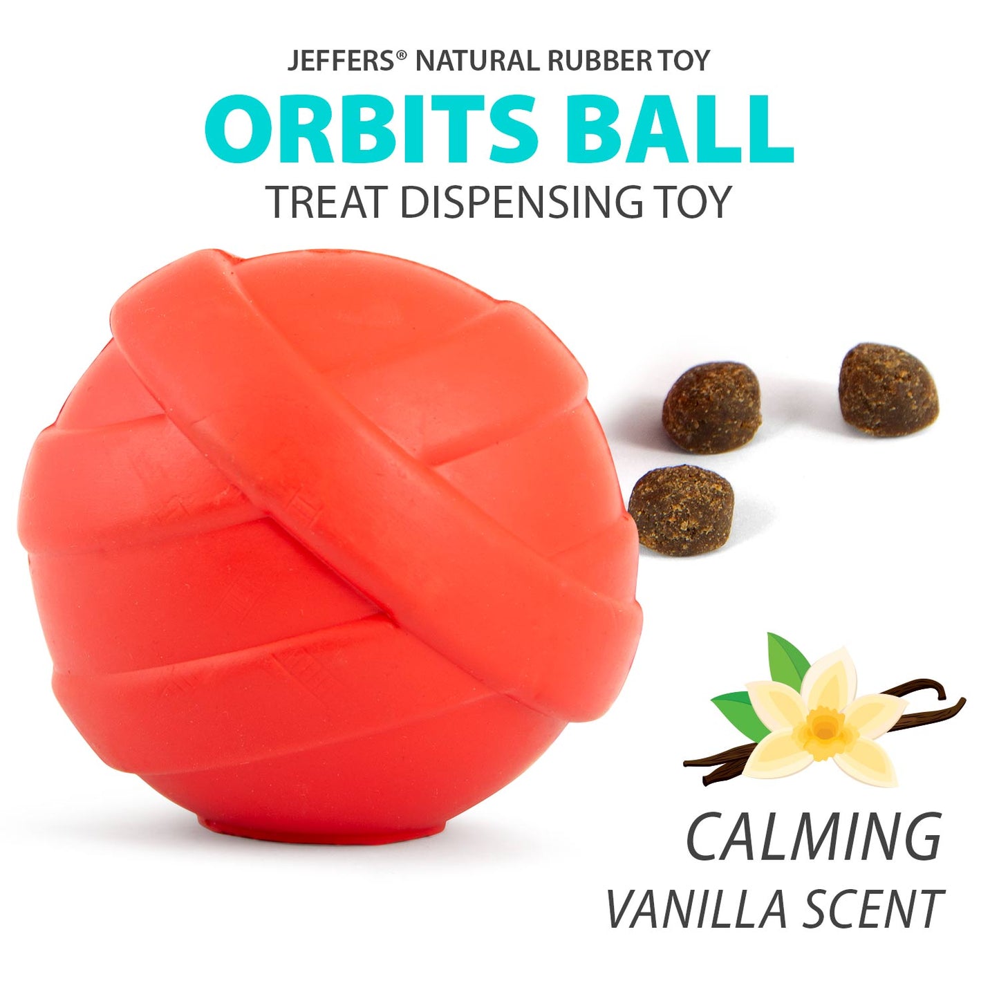 Jeffers Red Orbits Ball Natural Rubber Dental Treat Dispensing