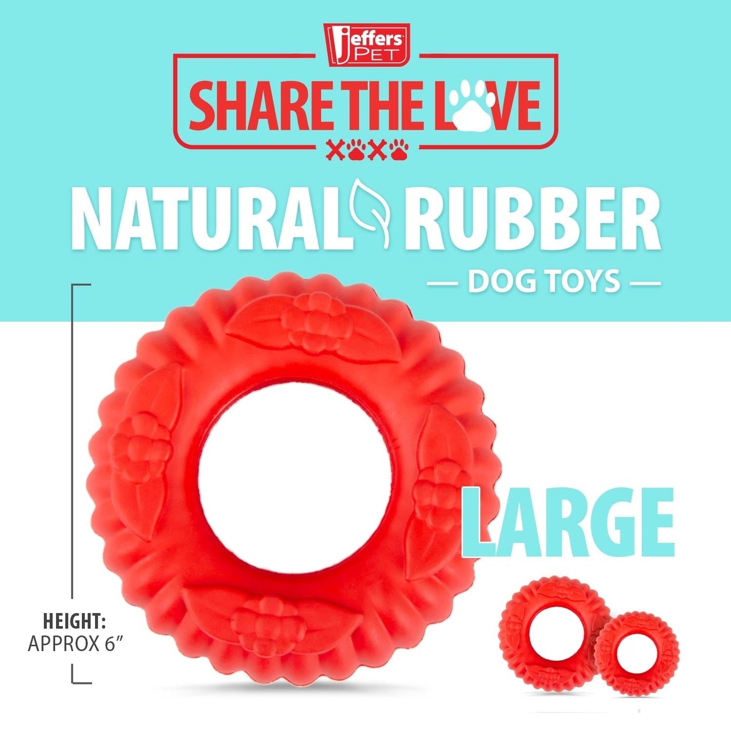 Durable Red Virgo Natural Rubber Dog Dental Tug Toy For Dogs