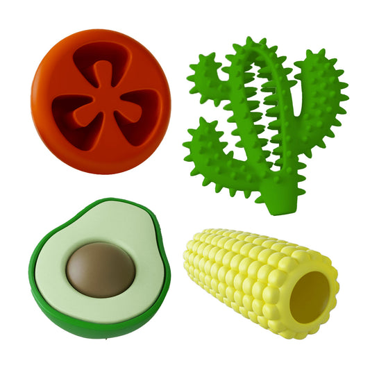 Purrfect Pet Kingdom Jeffers Salsa Natural Rubber Dog Chew Toys, 4 pc, Medium (Medium, 4 pc) - Premium Dog Toys