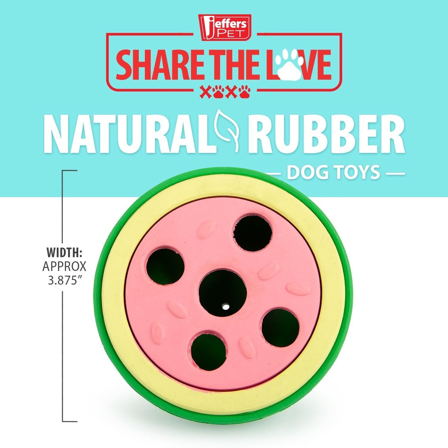 Jeffers Watermelon Natural Rubber Treat Dispensing Dog Dental