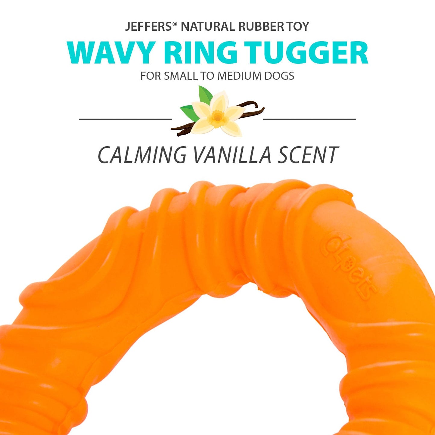 Jeffers Wavy Ring Tugger Natural Rubber Dog Chew Toy for Tug