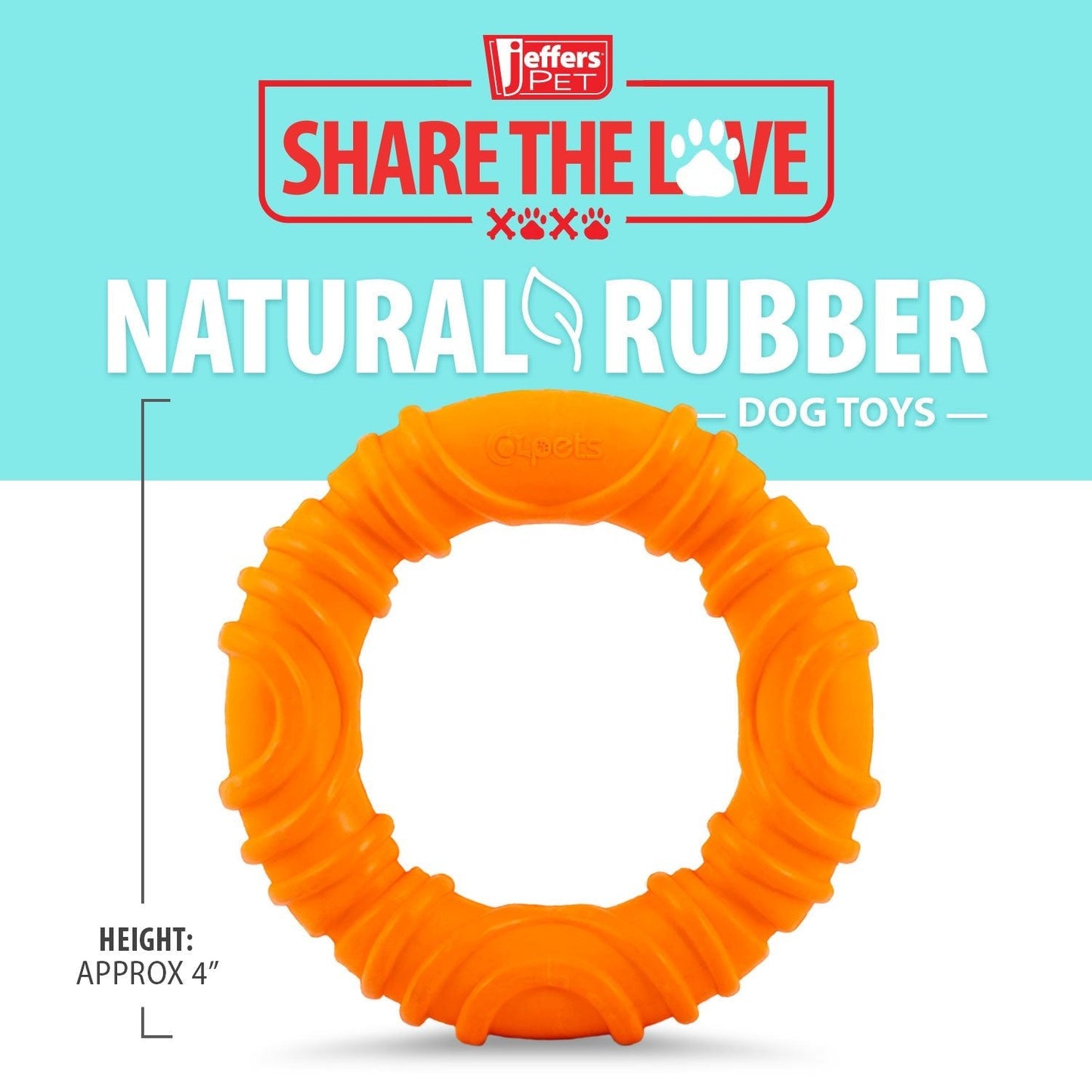 Jeffers Wavy Ring Tugger Natural Rubber Dog Chew Toy for Tug