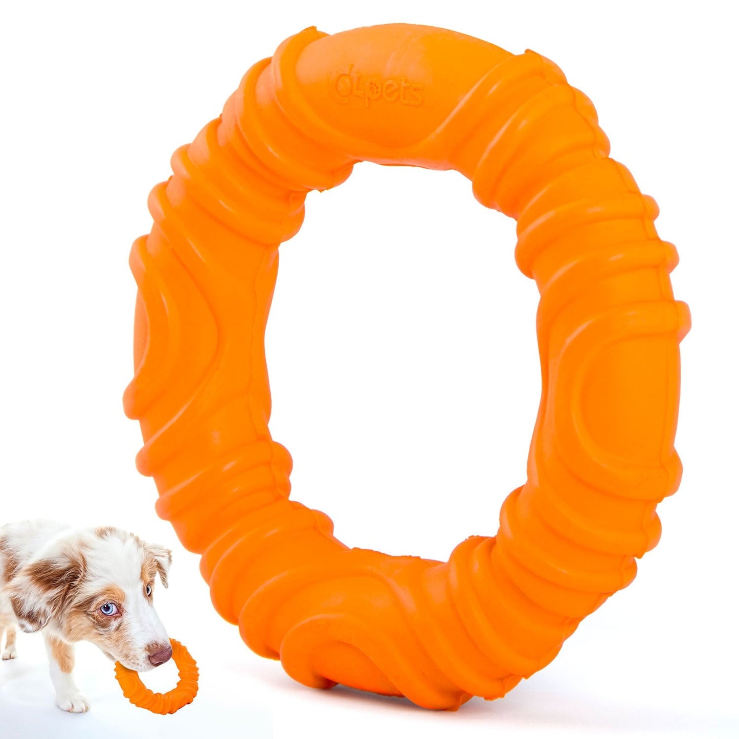 Jeffers Wavy Ring Tugger Natural Rubber Dog Chew Toy for Tug