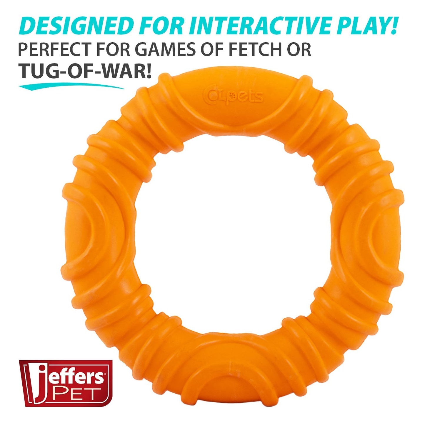 Jeffers Wavy Ring Tugger Natural Rubber Dog Chew Toy for Tug