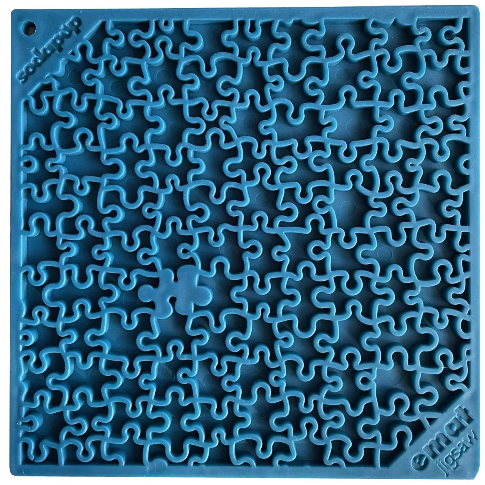 Jigsaw Puzzle eMat by SodaPup in blue, a 15.99 enrichment lick mat for dogs and cats, ideal for anxiety relief.