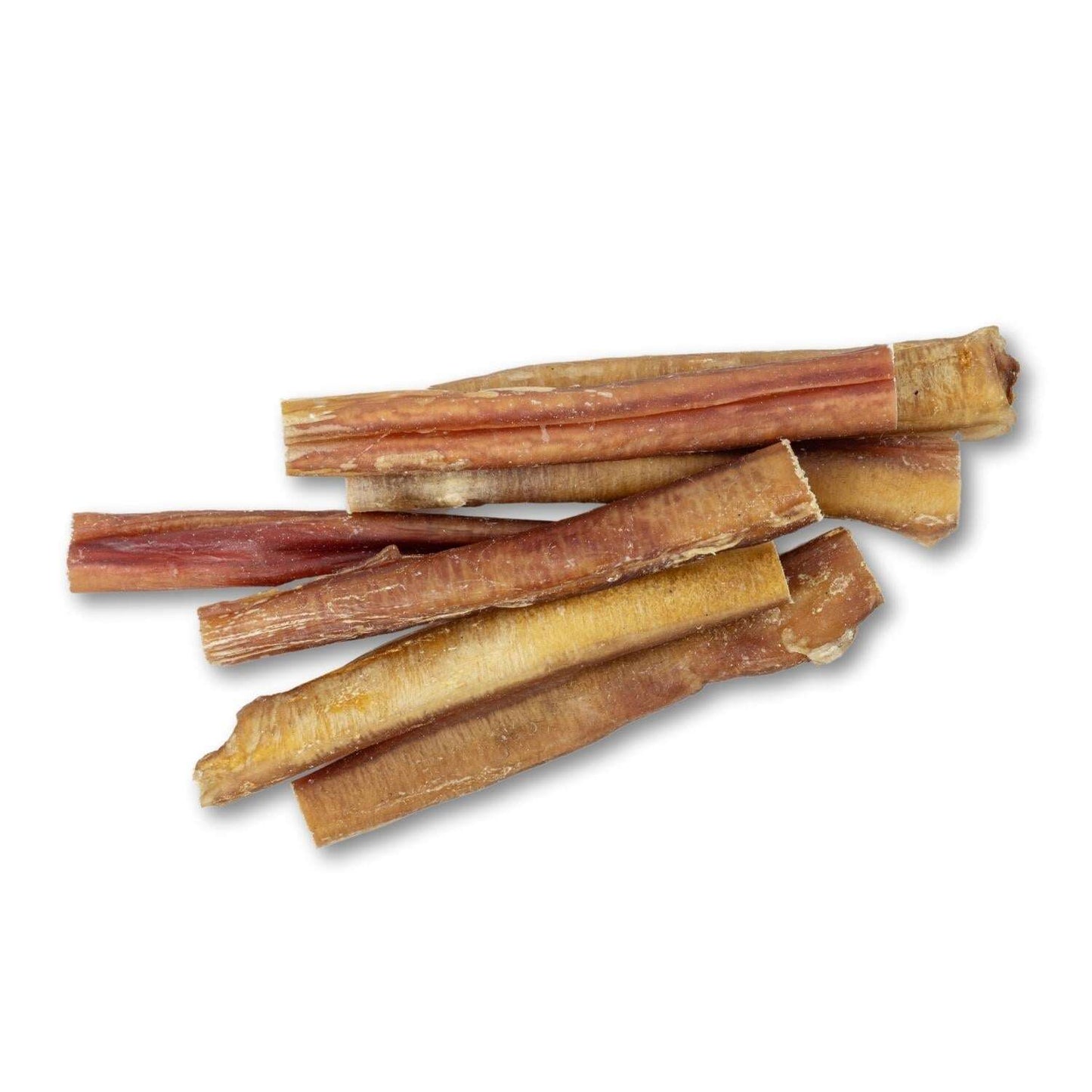All Natural 6 inch bully sticks for dogs from Purrfect Pet Kingdom, perfect for chewing and maintaining dental health