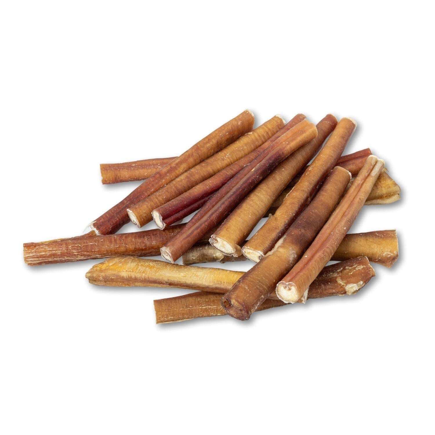 All Natural 6 inch bully sticks for dogs from Purrfect Pet Kingdom, perfect for healthy chewing