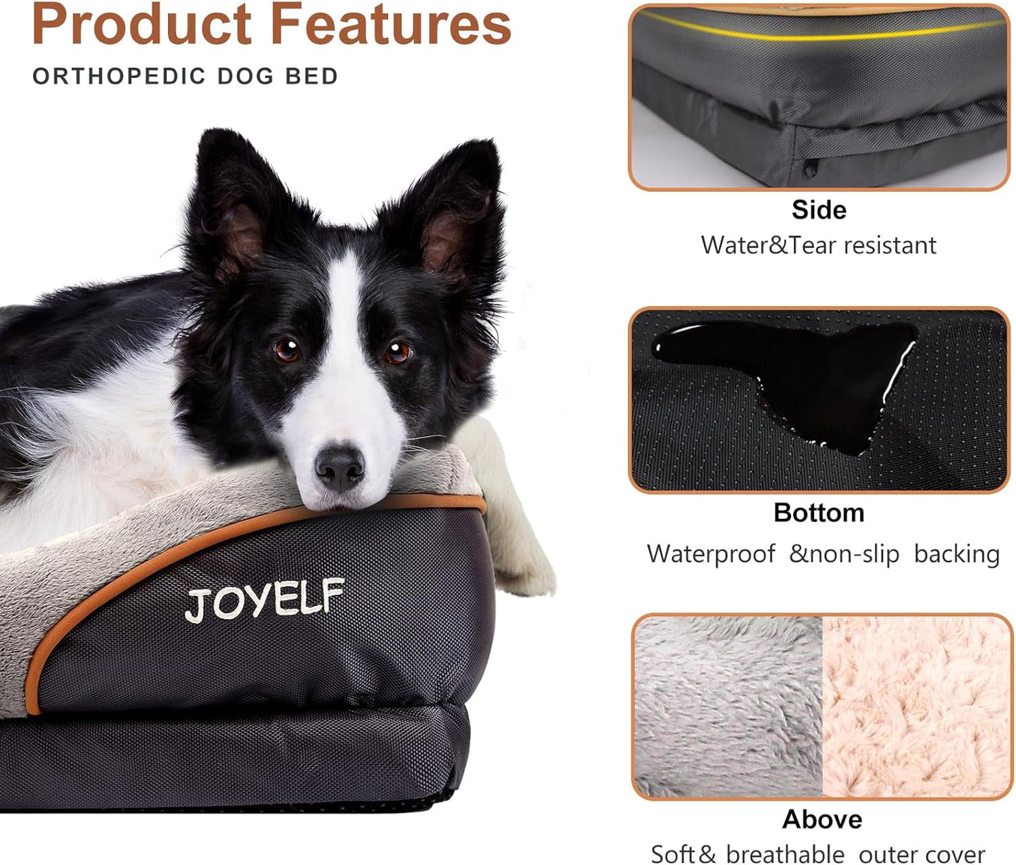 Luxury pet bed with memory foam featuring a soft outer cover and waterproof non-slip backing