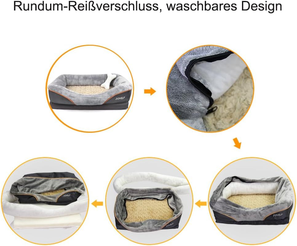 Luxury pet bed with memory foam featuring a removable washable cover for easy cleaning