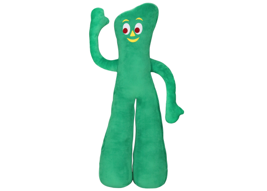 Jumbo Gumby dog toy in green with cheerful expression, perfect for playful dogs and tough chew sessions