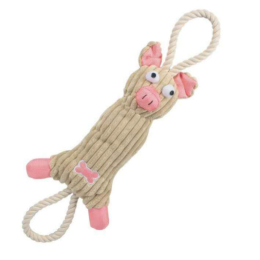 Purrfect Pet Kingdom jute rope dog toy for sustainable play with plush pig design and chew durable material