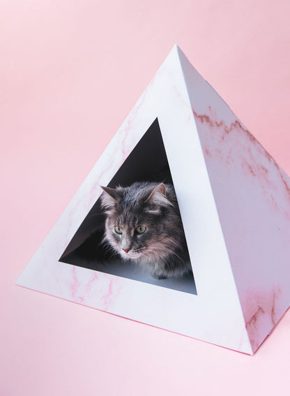 Rose Quartz Geometric Pyramid Cat Nest for Luxury Felines