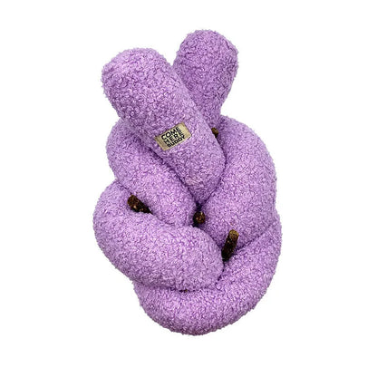 Knott Durable Cotton Rope Dog Toy by Come Here Buddy in lilac, perfect for interactive playtime with your dog.