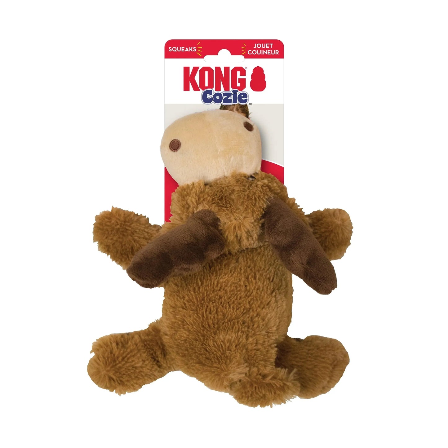 KONG ® Cozie™ Marvin the Moose Dog Toy in brown, medium size (23.75"), by K9 Outdoors, perfect for playful dogs.