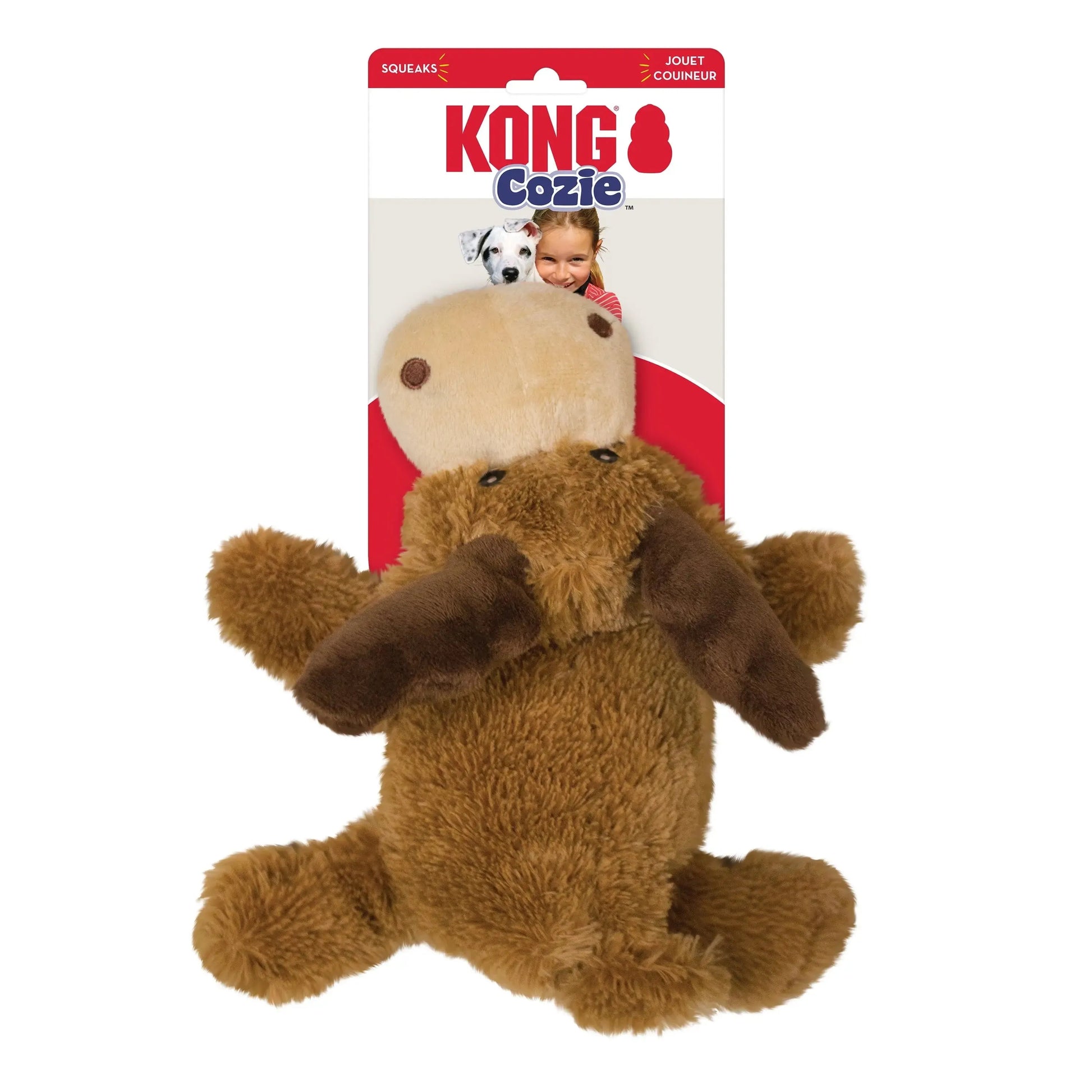 KONG Cozie Marvin the Moose Dog Toy in brown, XL size from K9 Outdoors, perfect for playful dogs.
