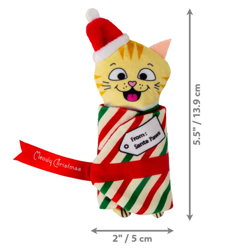 KONG Holiday Plush Pull-A-Partz Present Cat Toy, Assorted Colors