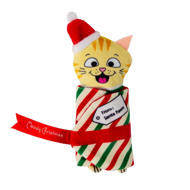 KONG Holiday Plush Pull-A-Partz Present Cat Toy, Assorted Colors