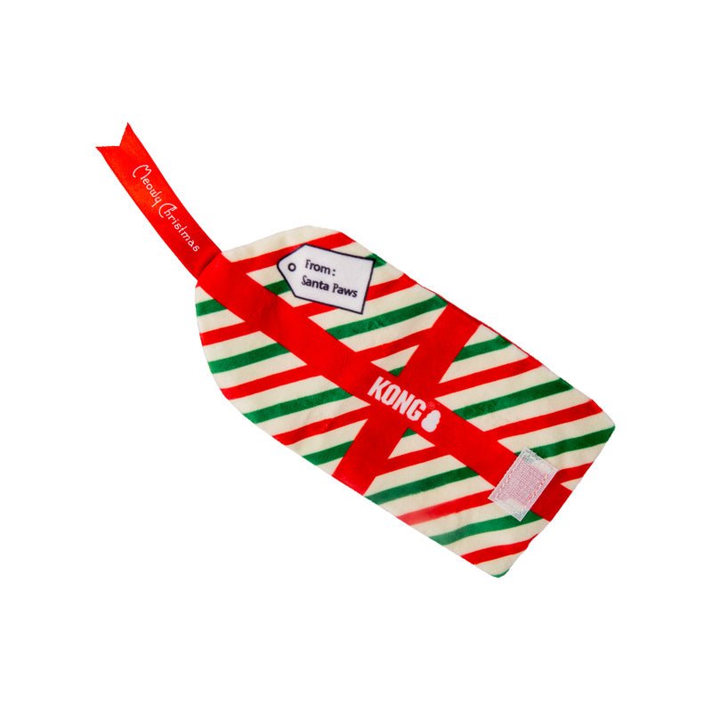 KONG Holiday Plush Pull-A-Partz Present Cat Toy, Assorted Colors